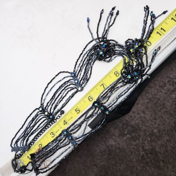 CHICO'S Black AB Seed & Faceted Iridescent Beads Choker Bib Necklace Vintage - Picture 9 of 10